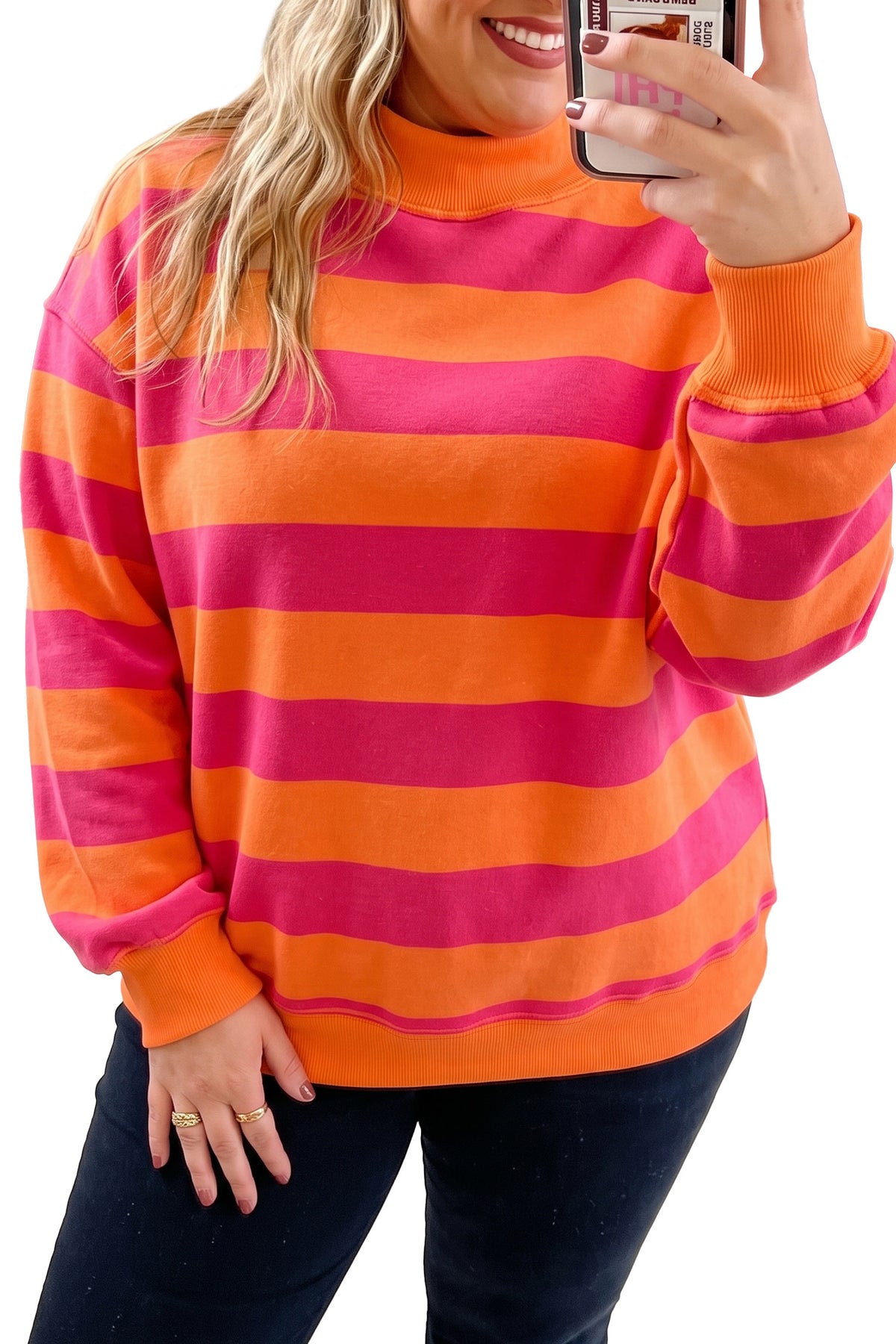 Ribbed-Trim Drop-Shoulder Sweatshirt