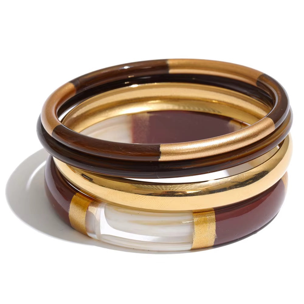 Waterproof Socialite Brown Bangle Set
