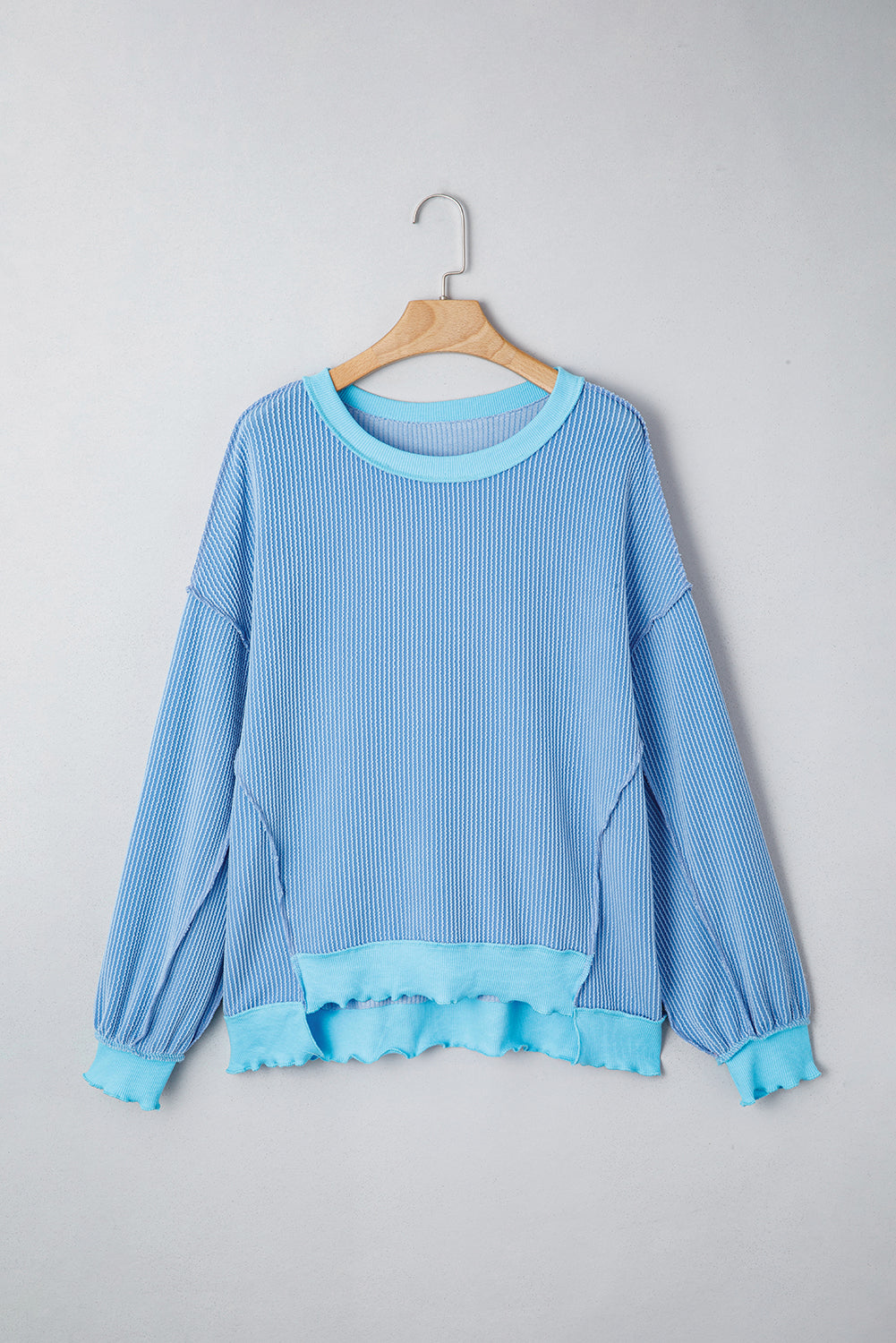 Twisted-Rib Drop-Shoulder Knit Top