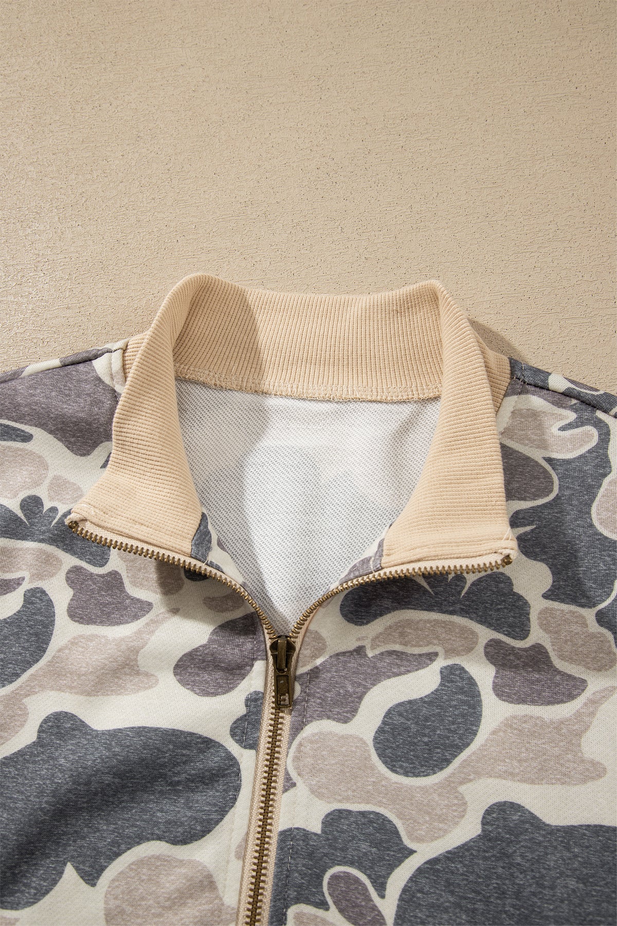 Camo Colorblock Zip Bomber Sweatshirt