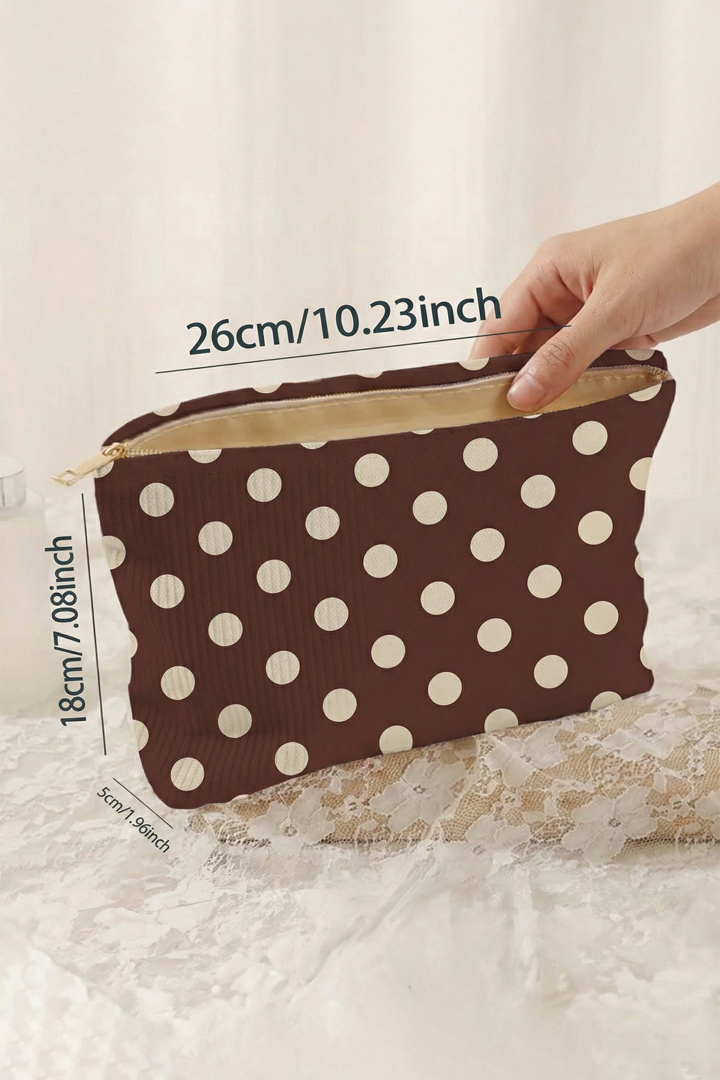 Cider House Polka Dot Corduroy Makeup Bag