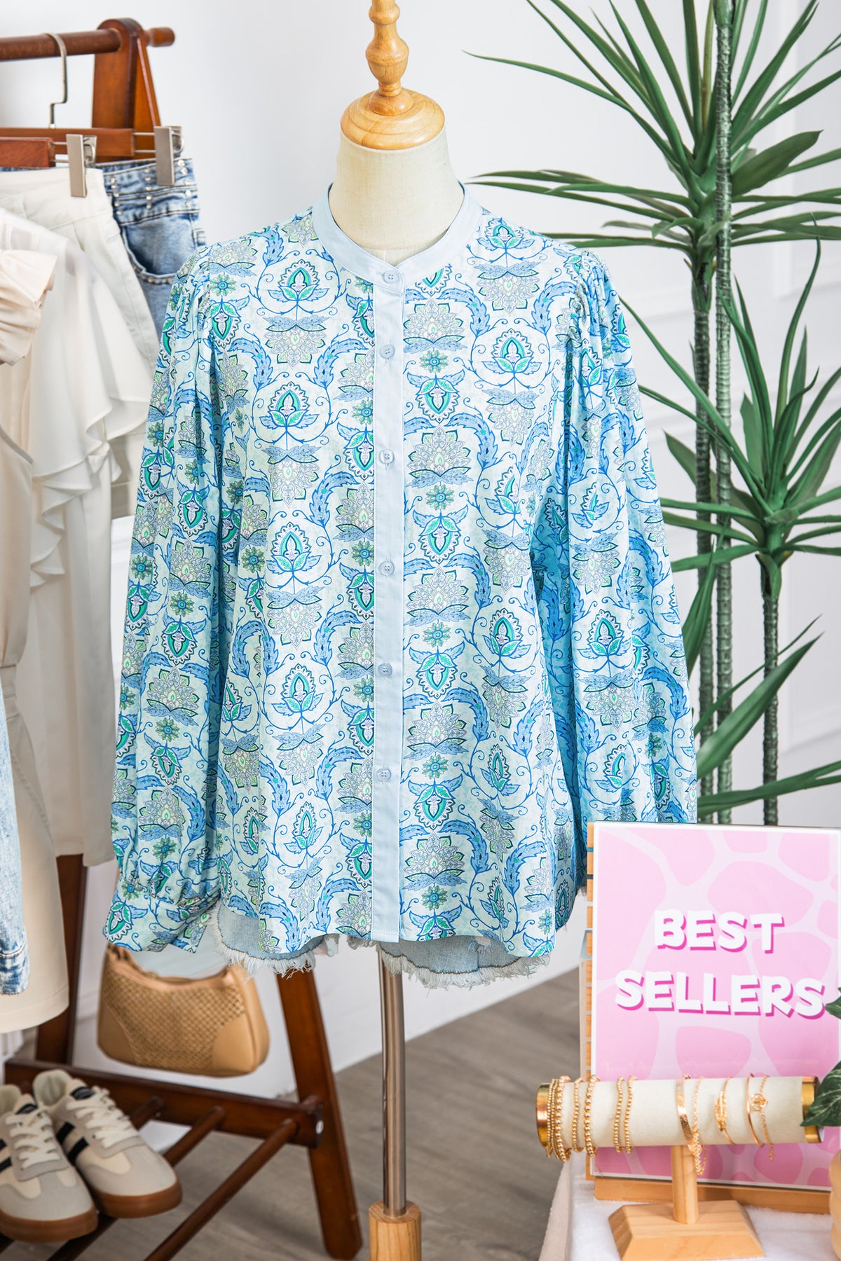 Paisley Puff-Sleeve Shirt