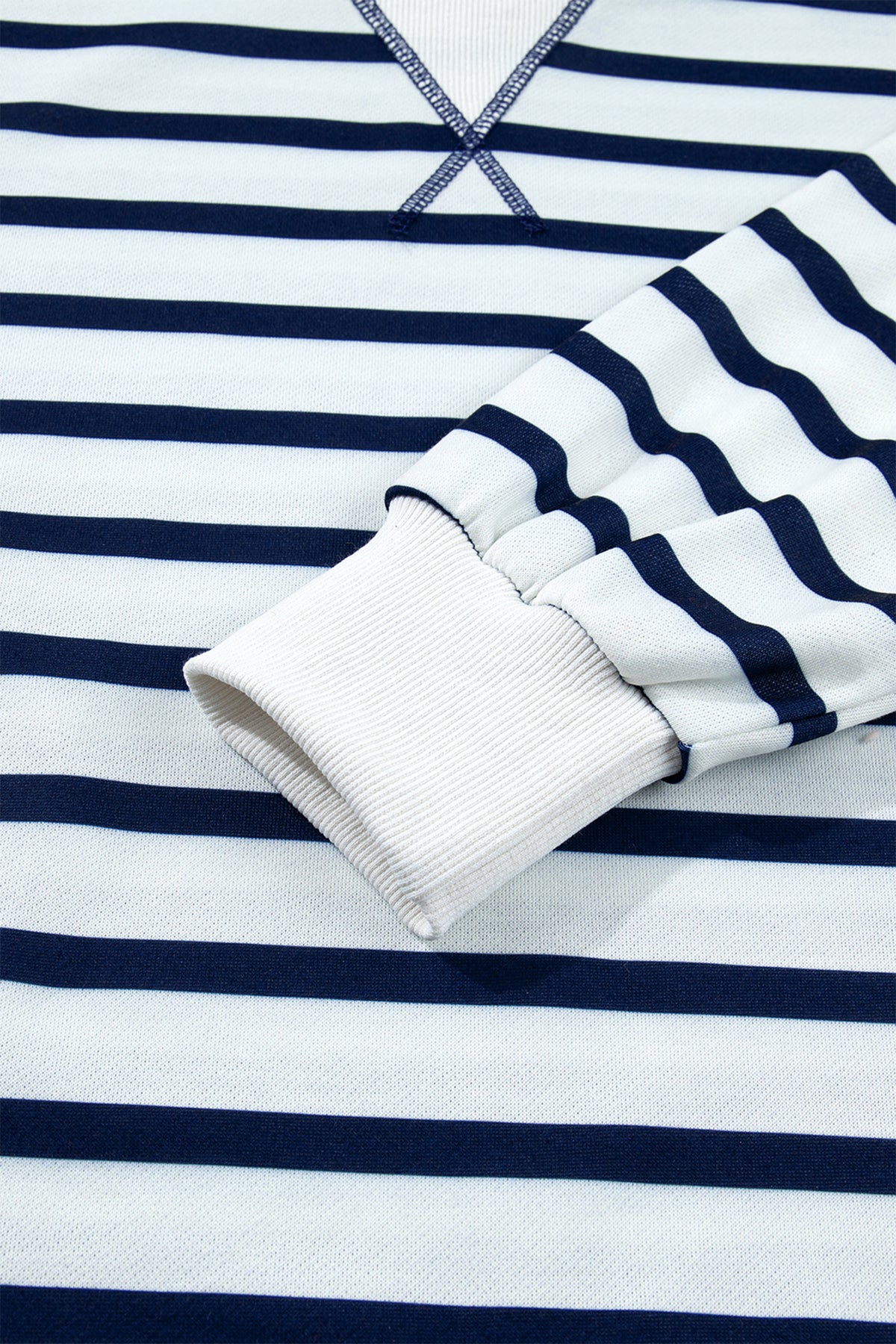 Striped Ribbed-Cuff Sweatshirt