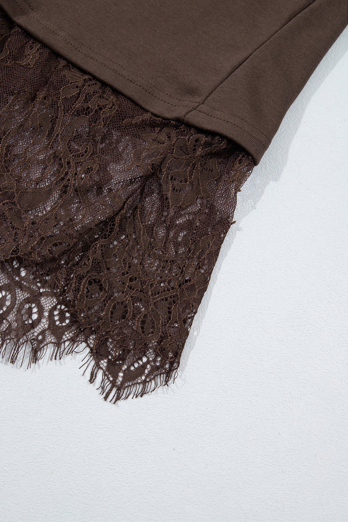 Lace-Hem Mock Neck Sweatshirt