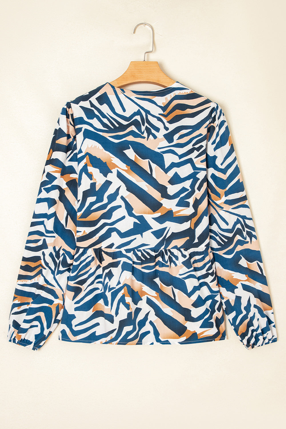 Zebra Tie-Front Puff-Sleeve Top
