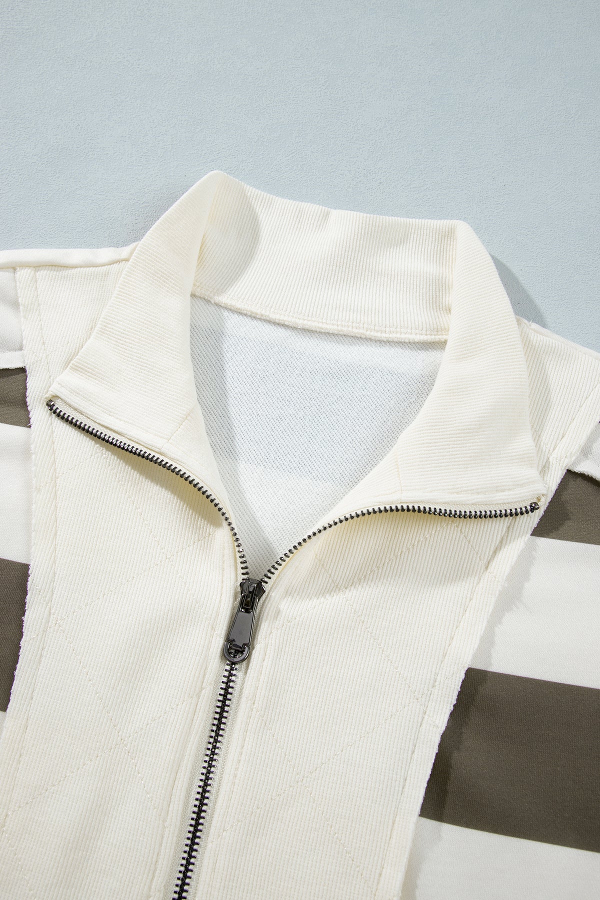 Green Stripe Half-Zip Sweatshirt