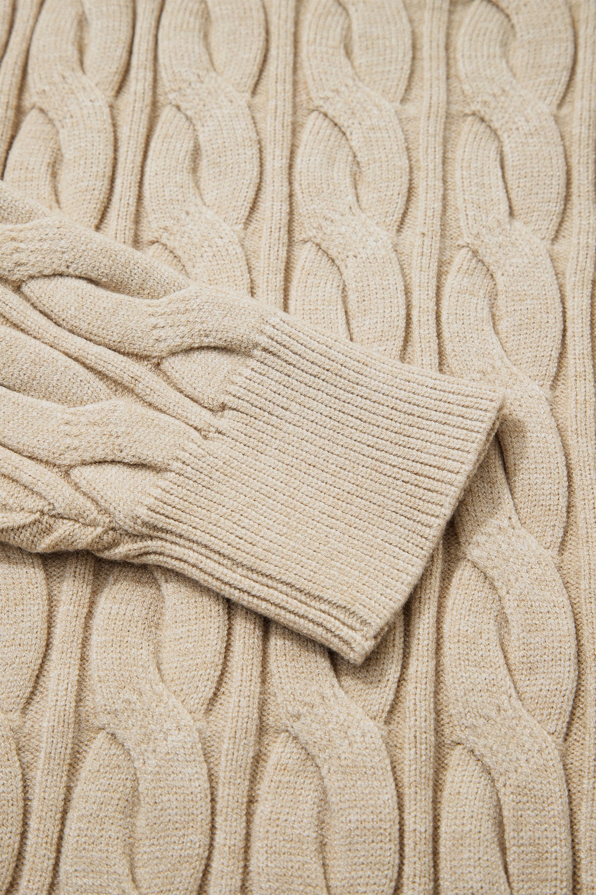 Parchment Cable Knit Tunic Sweater
