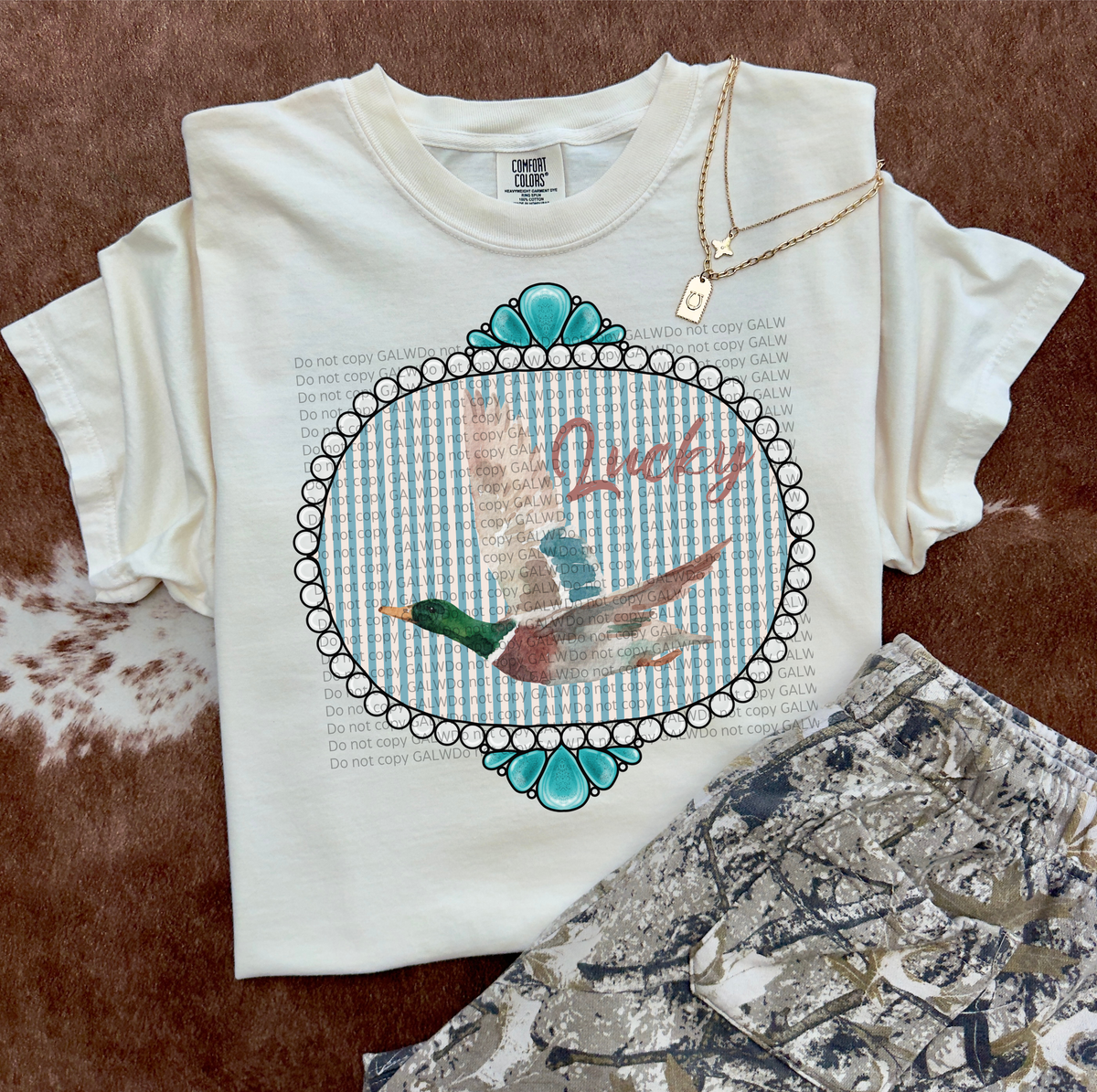 Lucky Duck Blue Stripe Mallard Graphic Tee