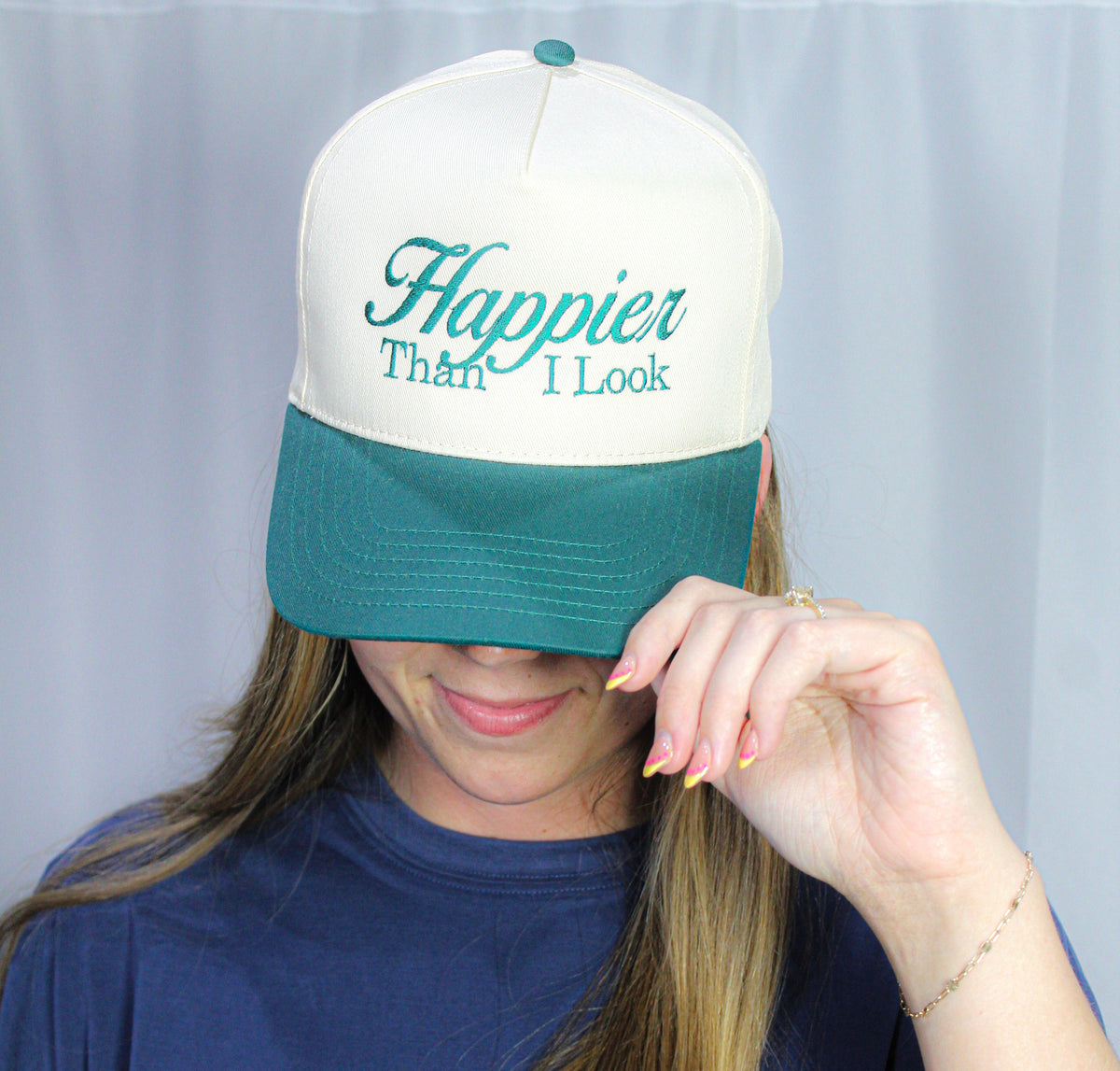 Happier Than I Look Embroidered Cap