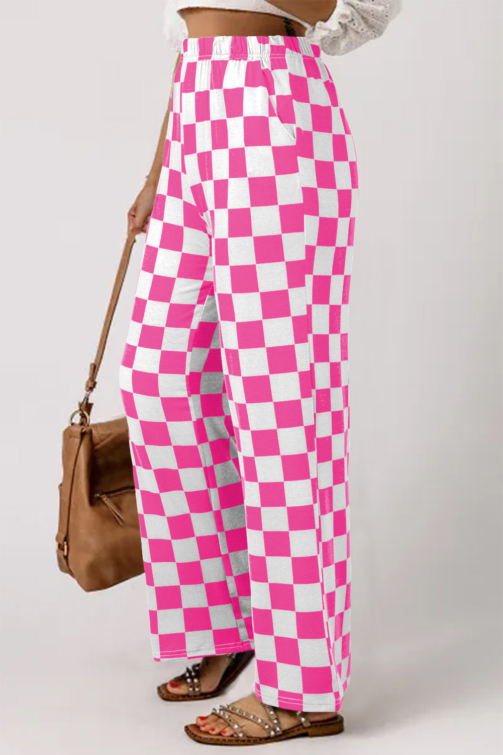 Wild Card Checked Wide Leg Pants