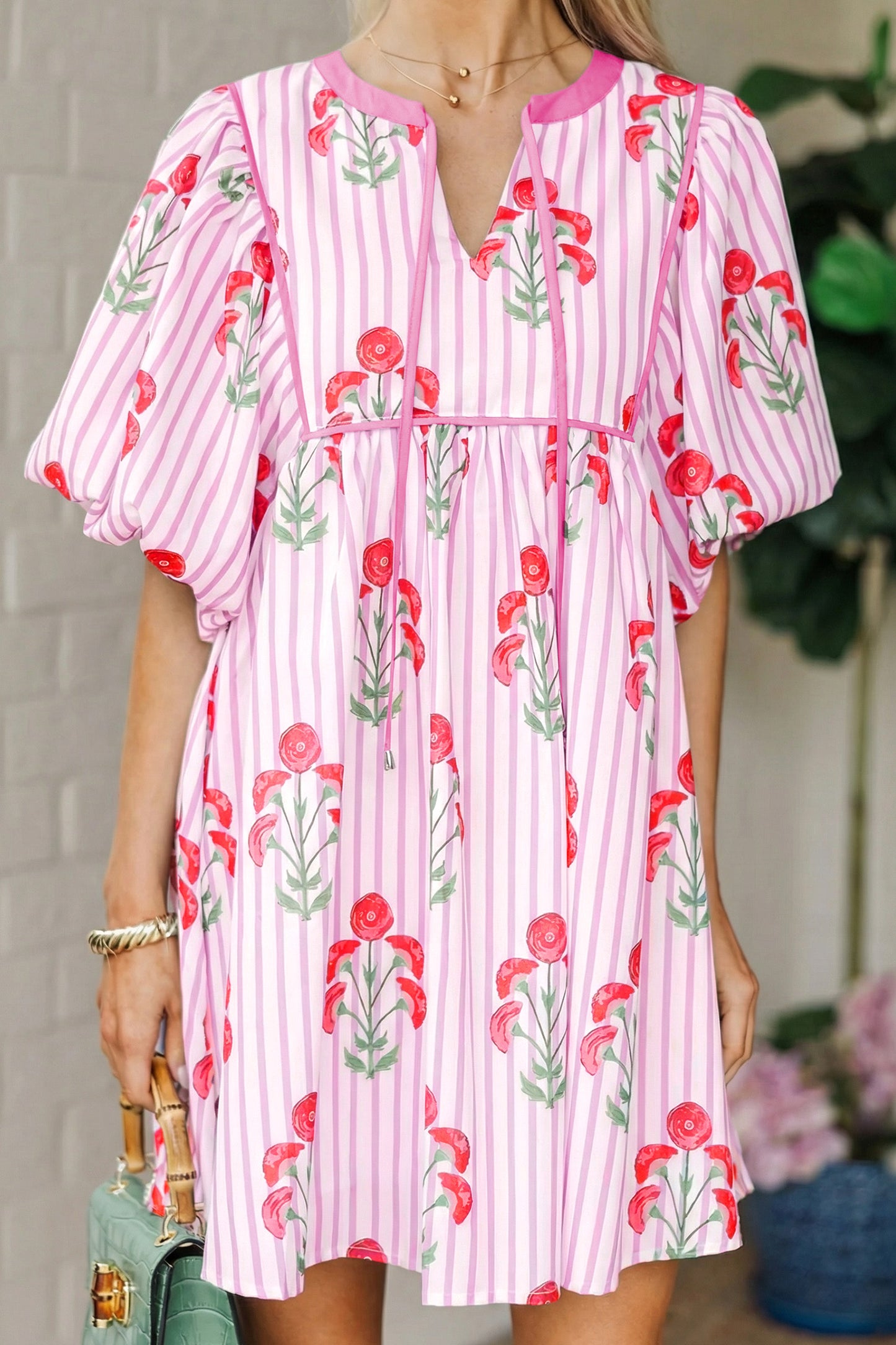 Meadow Mix Floral Striped Mini Dress