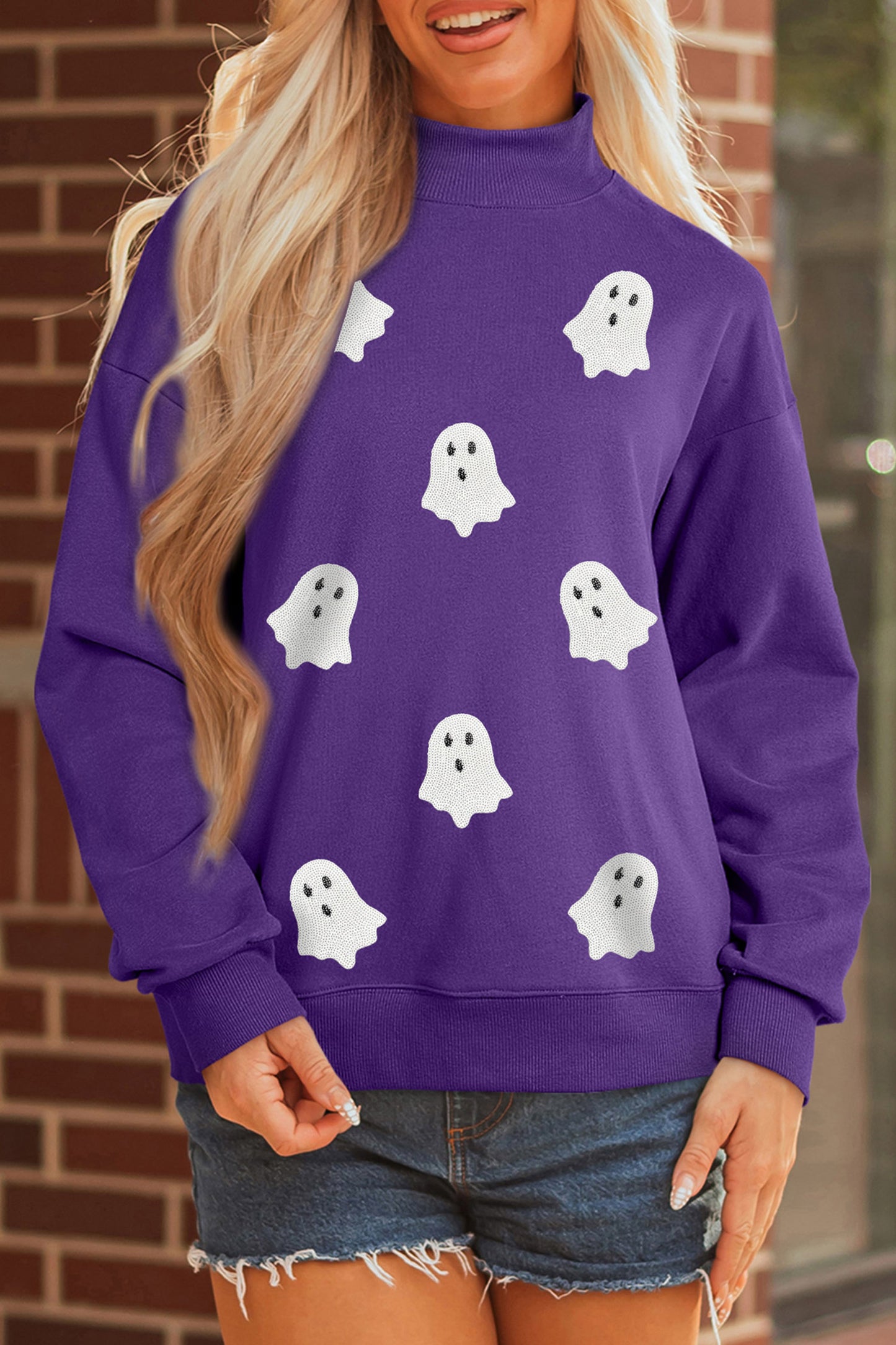 Ghostlight Sequin Mock Neck Sweatshirt