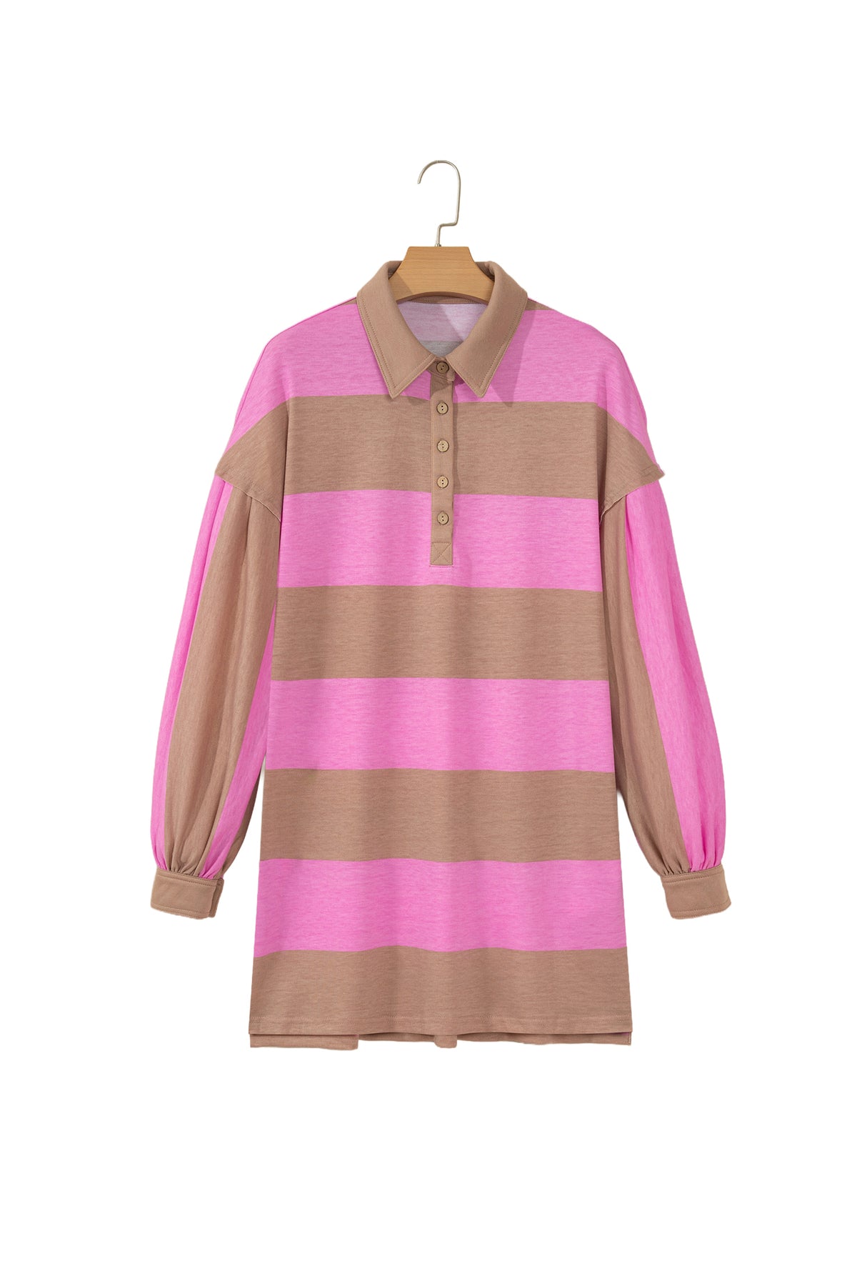 Rose Stripe Button Shift Dress