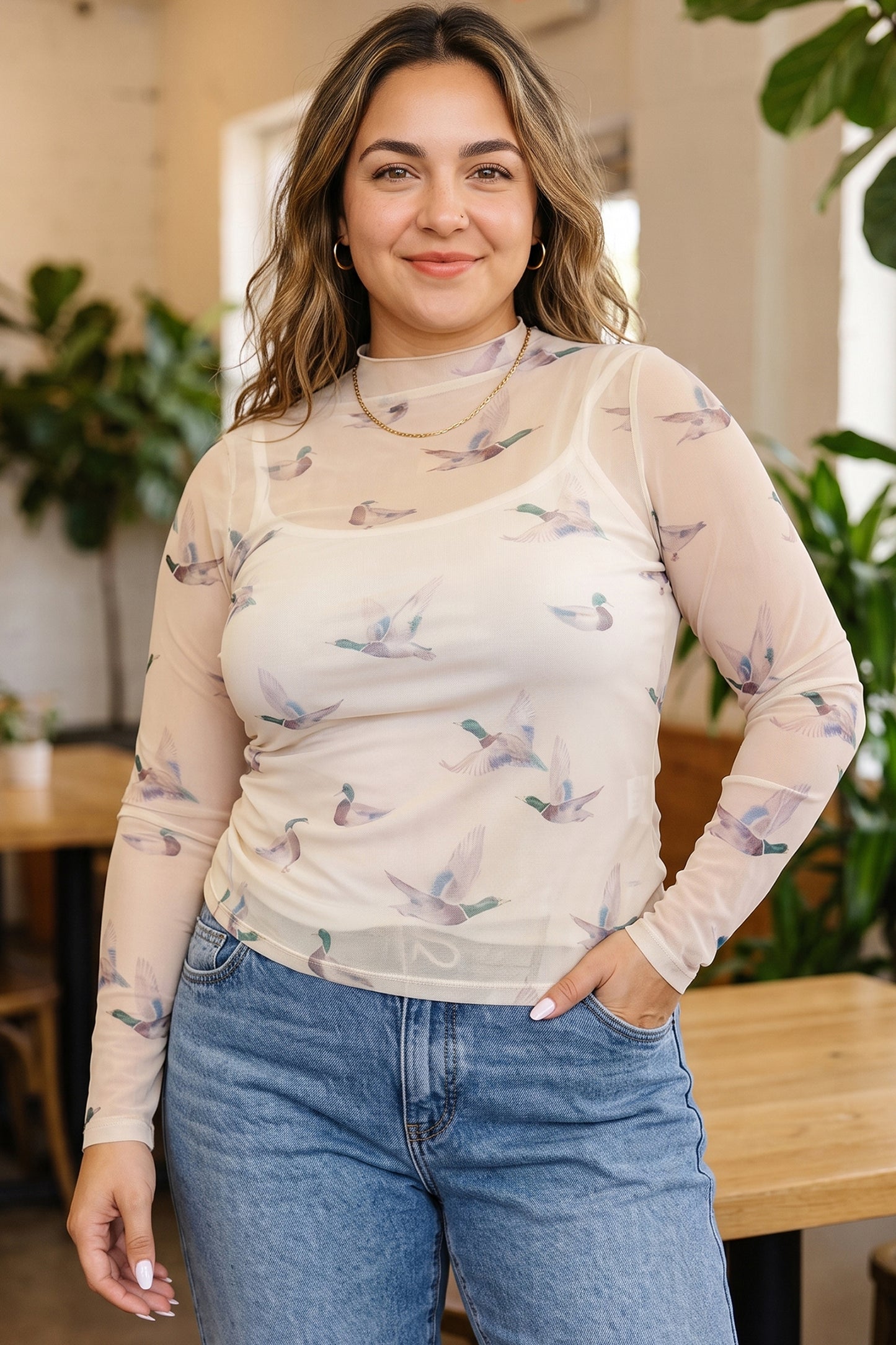 Marsh Duck Mesh Plus Size Blouse