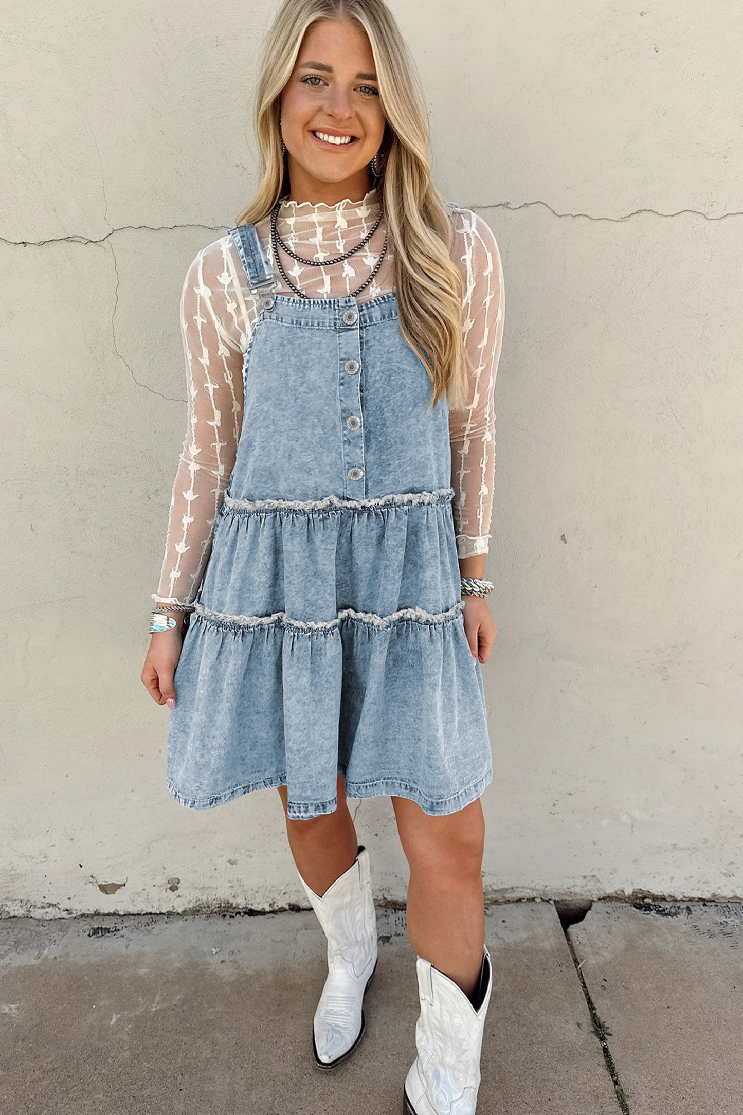 Meadow Tiered Overall Denim Dress