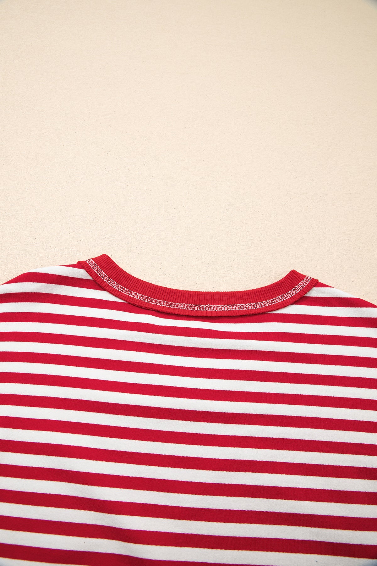 Striped Exposed-Seam V-Neck Pullover