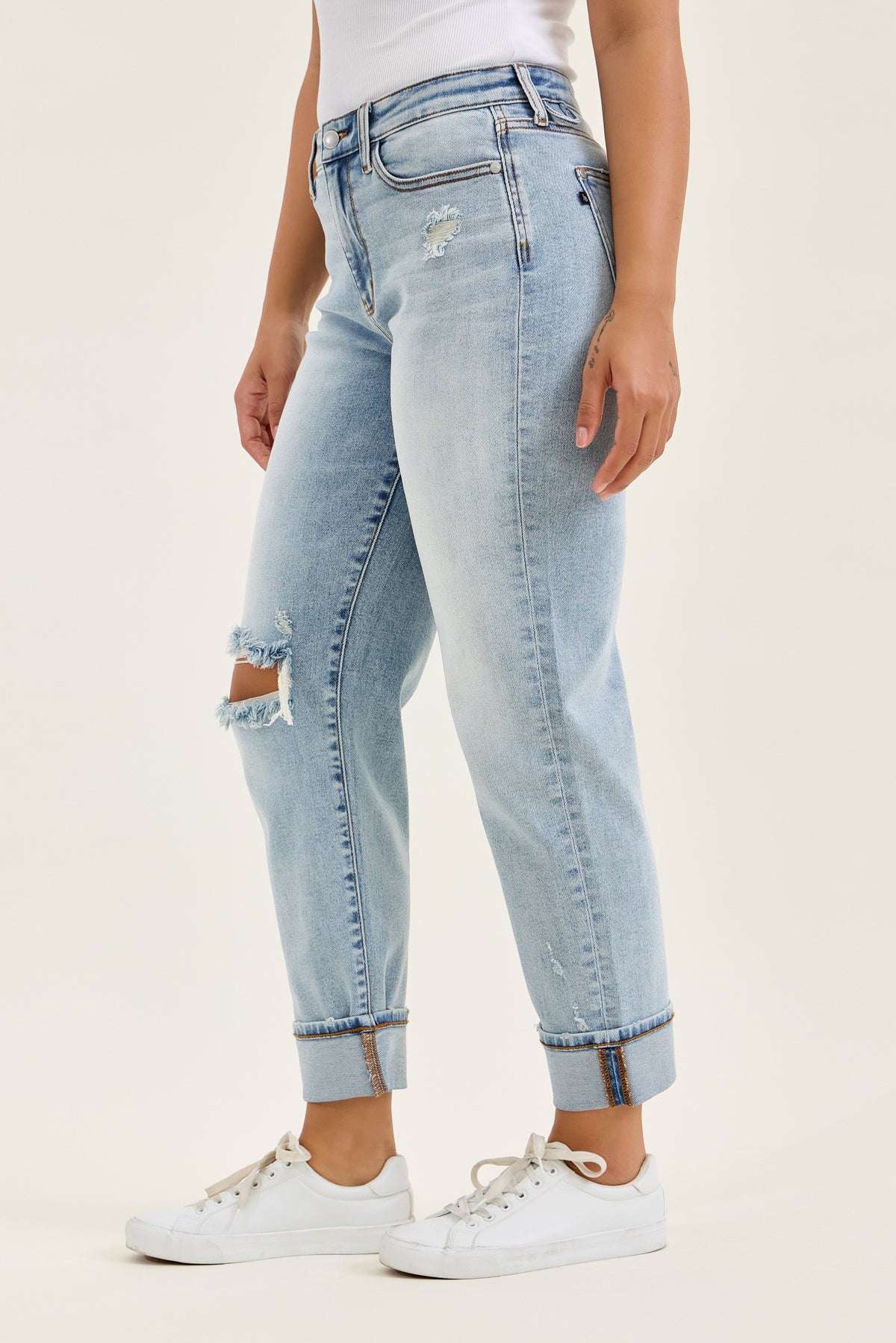 Judy Blue Mid Rise Bandana Loop Boyfriend Jeans
