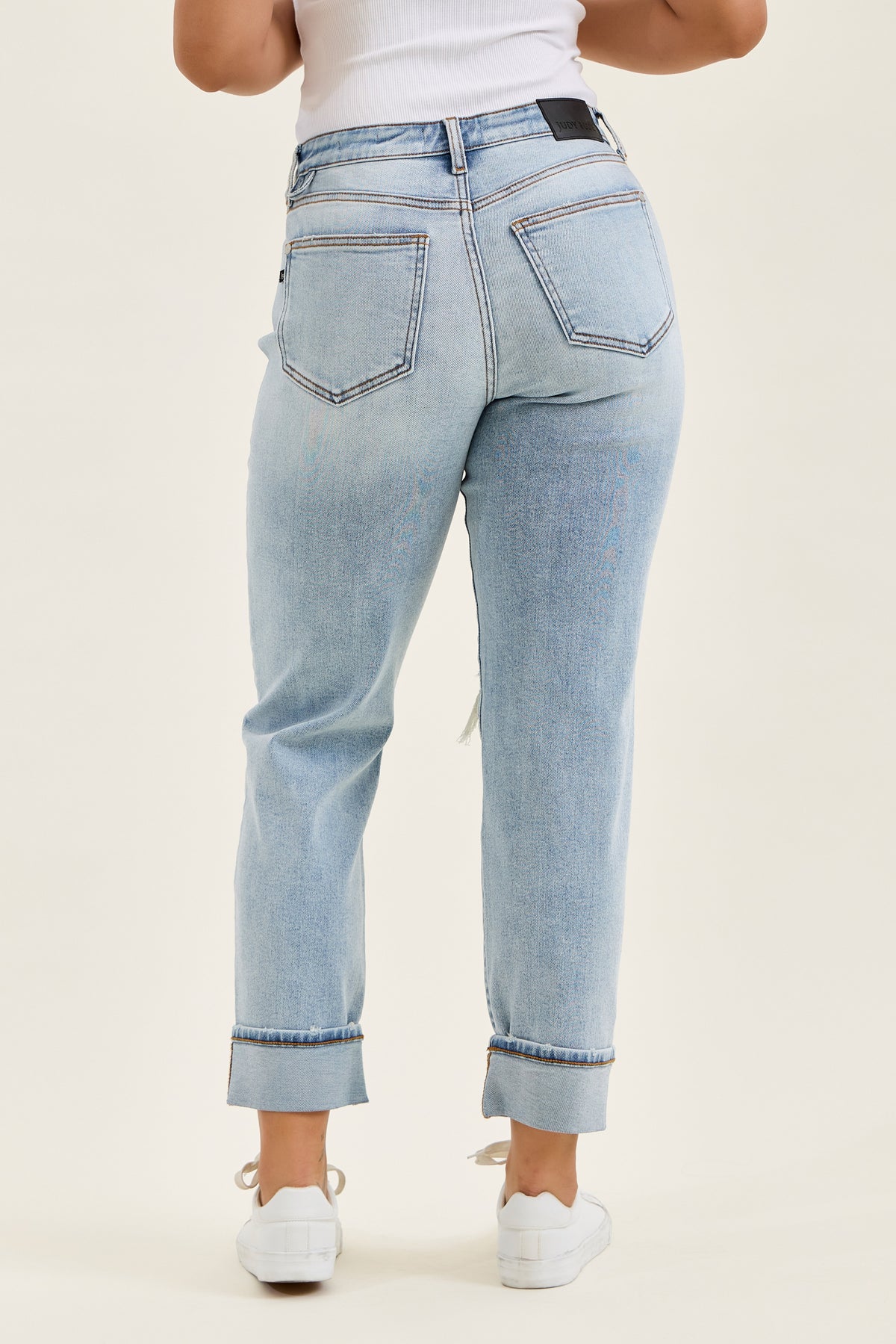 Judy Blue Mid Rise Bandana Loop Boyfriend Jeans