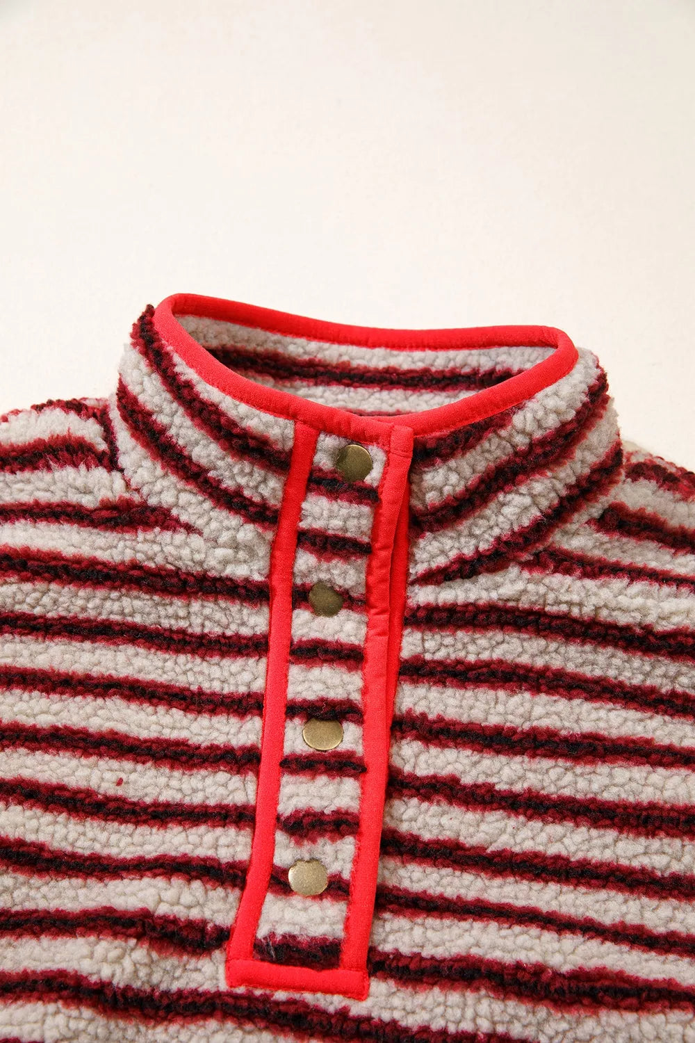 Berry Stripe Fleece Pullover — view 6