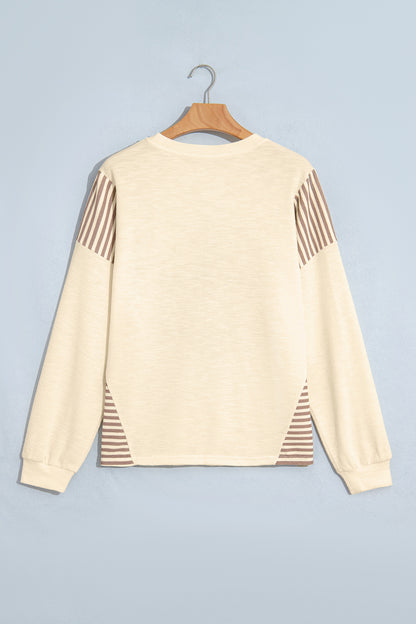 Jet Stream Western Print Striped Detail Long Sleeve Top