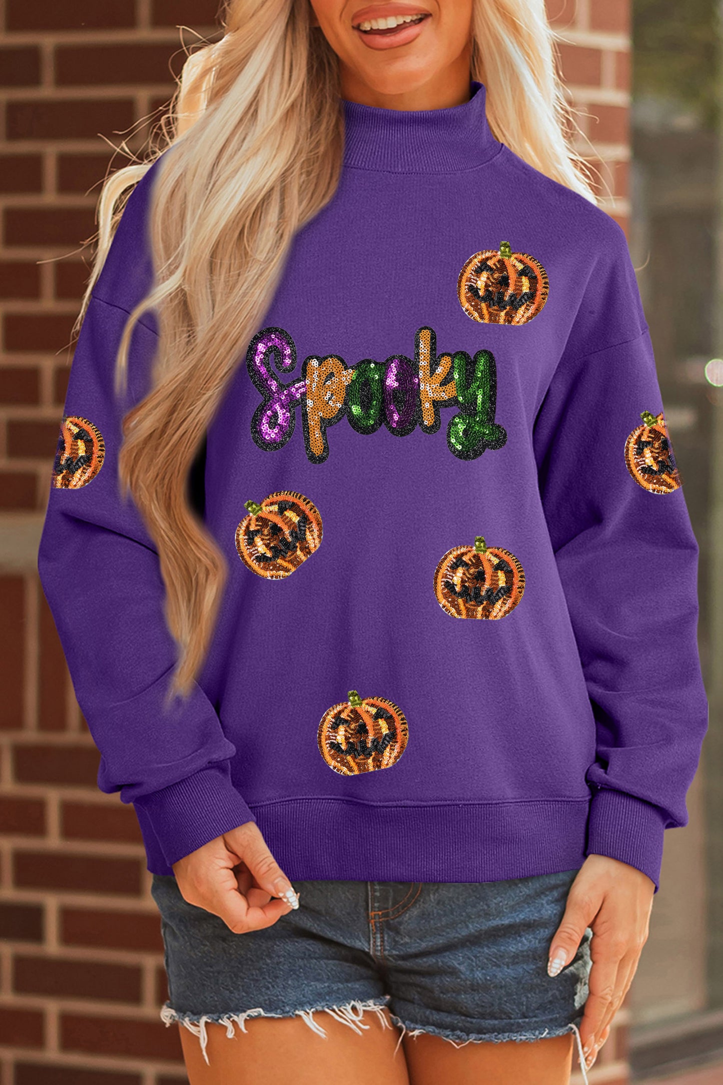 Spooky Pumpkin Sequin Sweatshirt