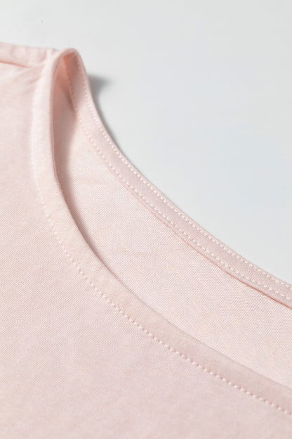Gossamer Pink Long Sleeve Ruffle Cuff Elegant Top