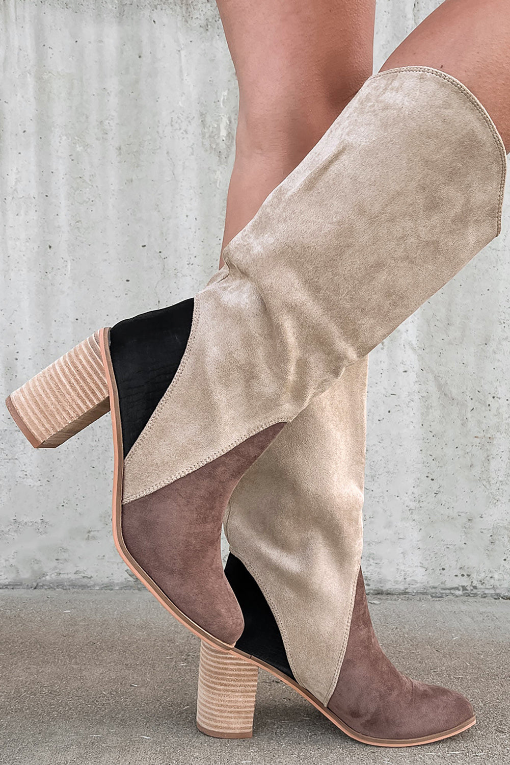 Canyon Trail Suede Patchwork Boots