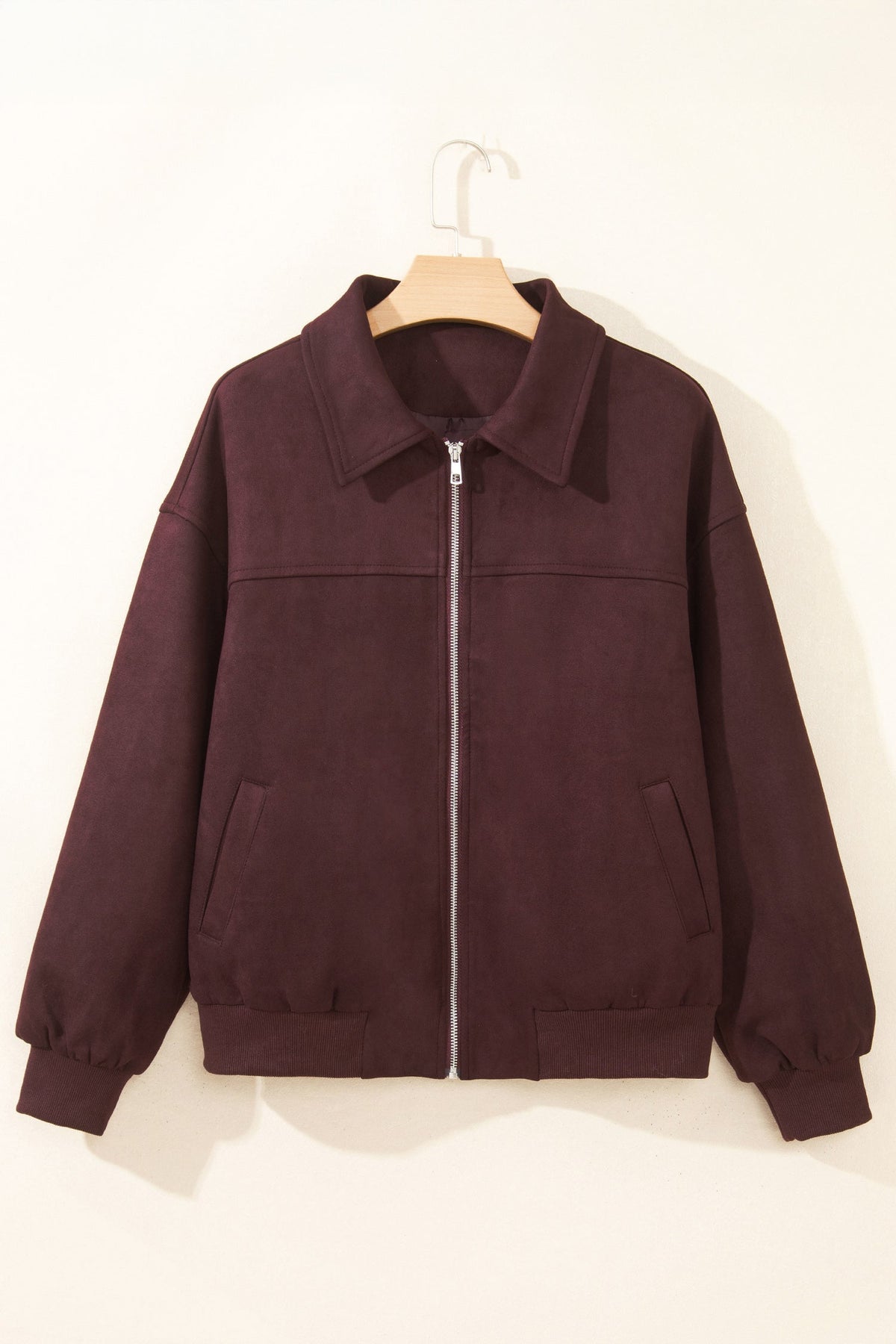 Faux Suede Zip-Up Collared Jacket — product image 2