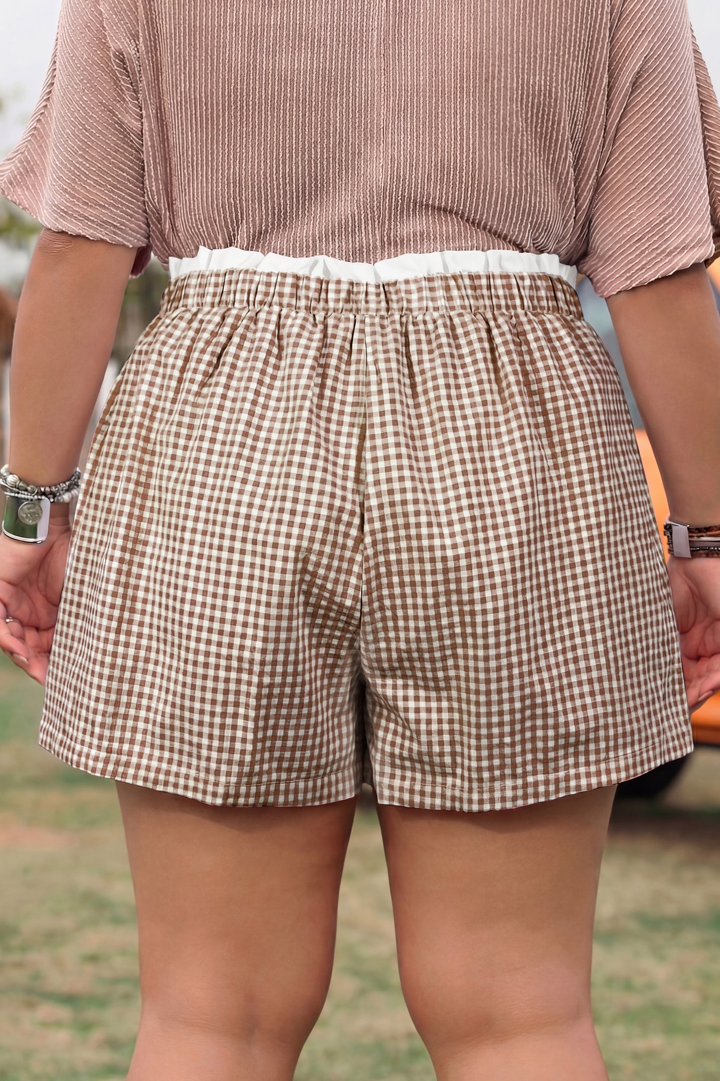 Hay Bale Plaid Plus Size Shorts