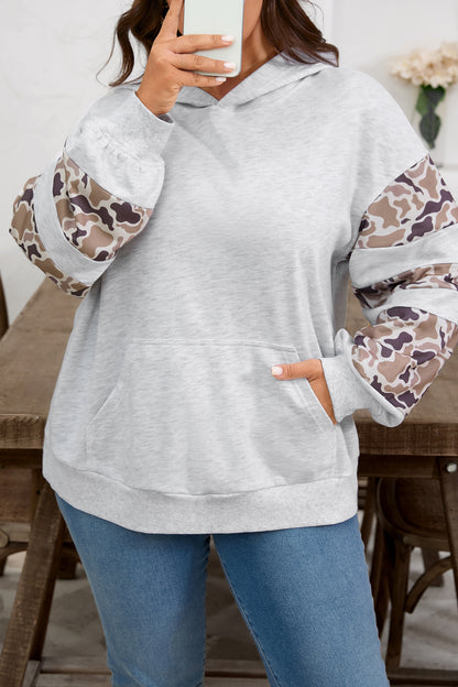 Light Grey Camo Patchwork Hoodie