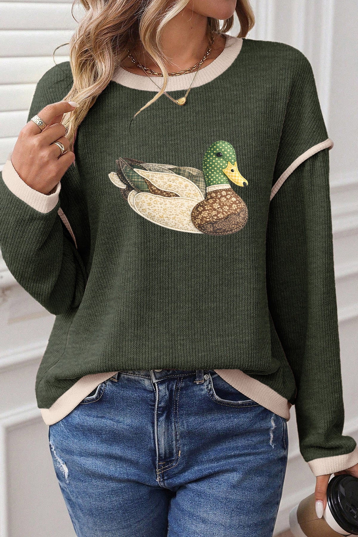 Lucky Mallard Contrast Knit Top