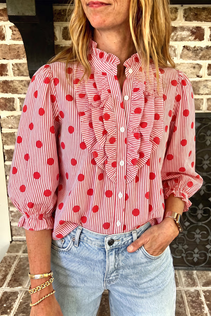 Polka Dot Ruffle Blouse