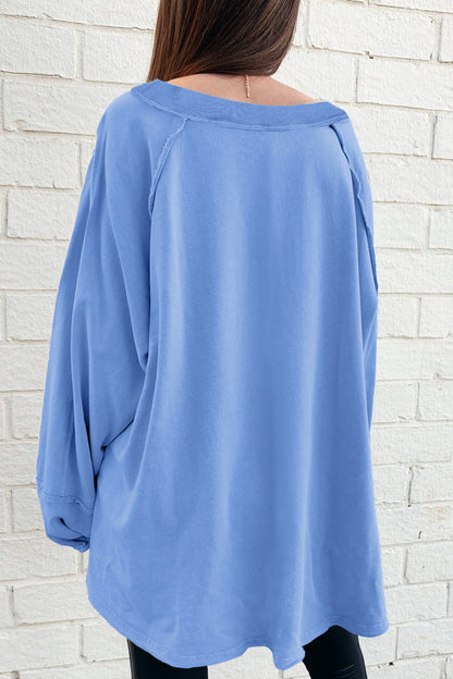 Raw Seam Patchwork Oversized Sweatshirt