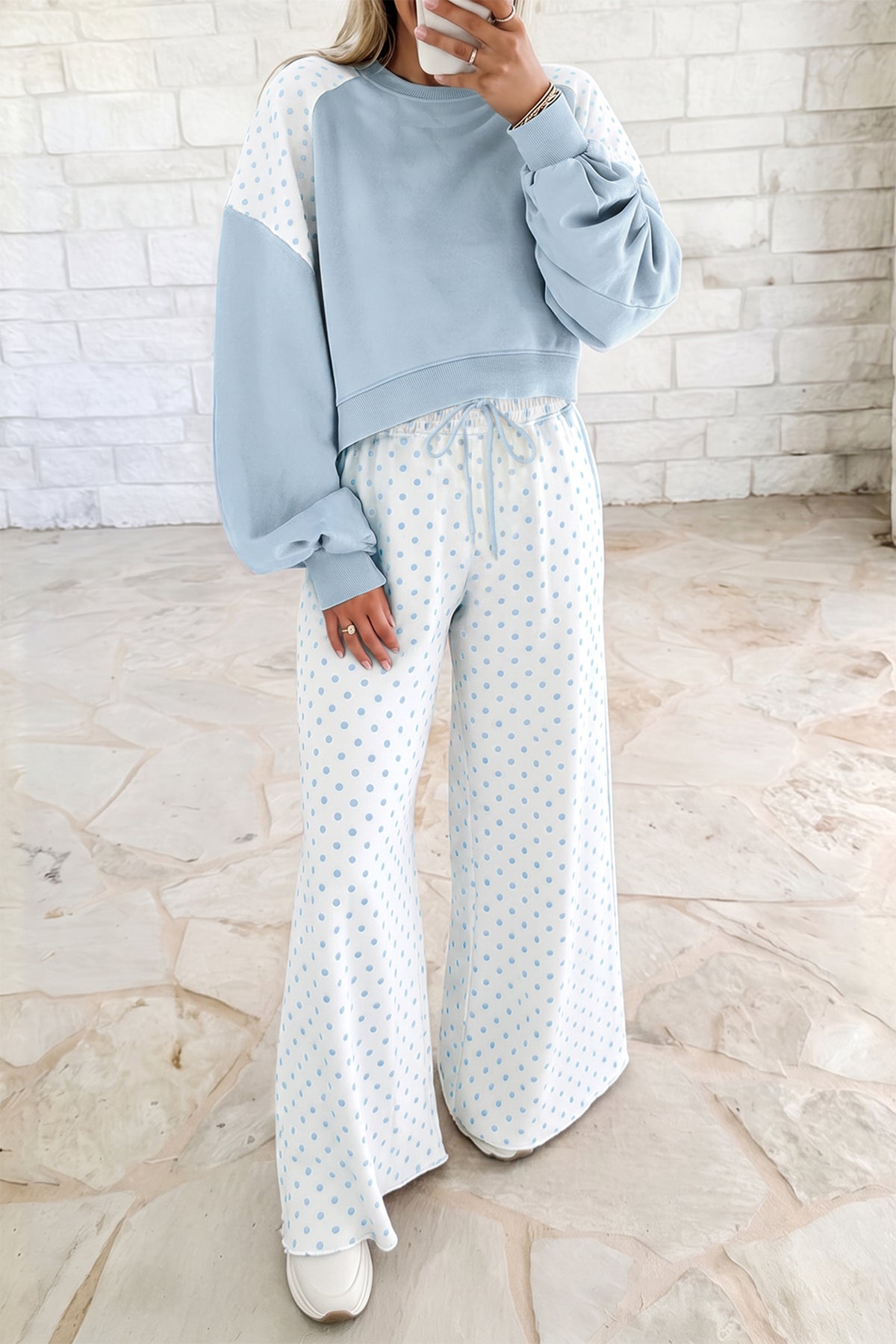 Polka Dot Colorblock Lounge Set