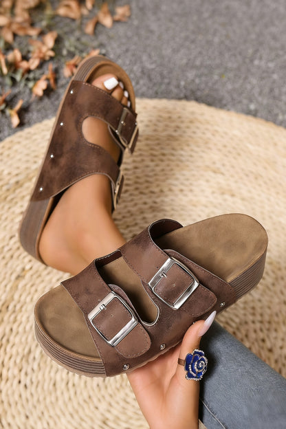 Desert Bloom Faux Suede Platform Slippers
