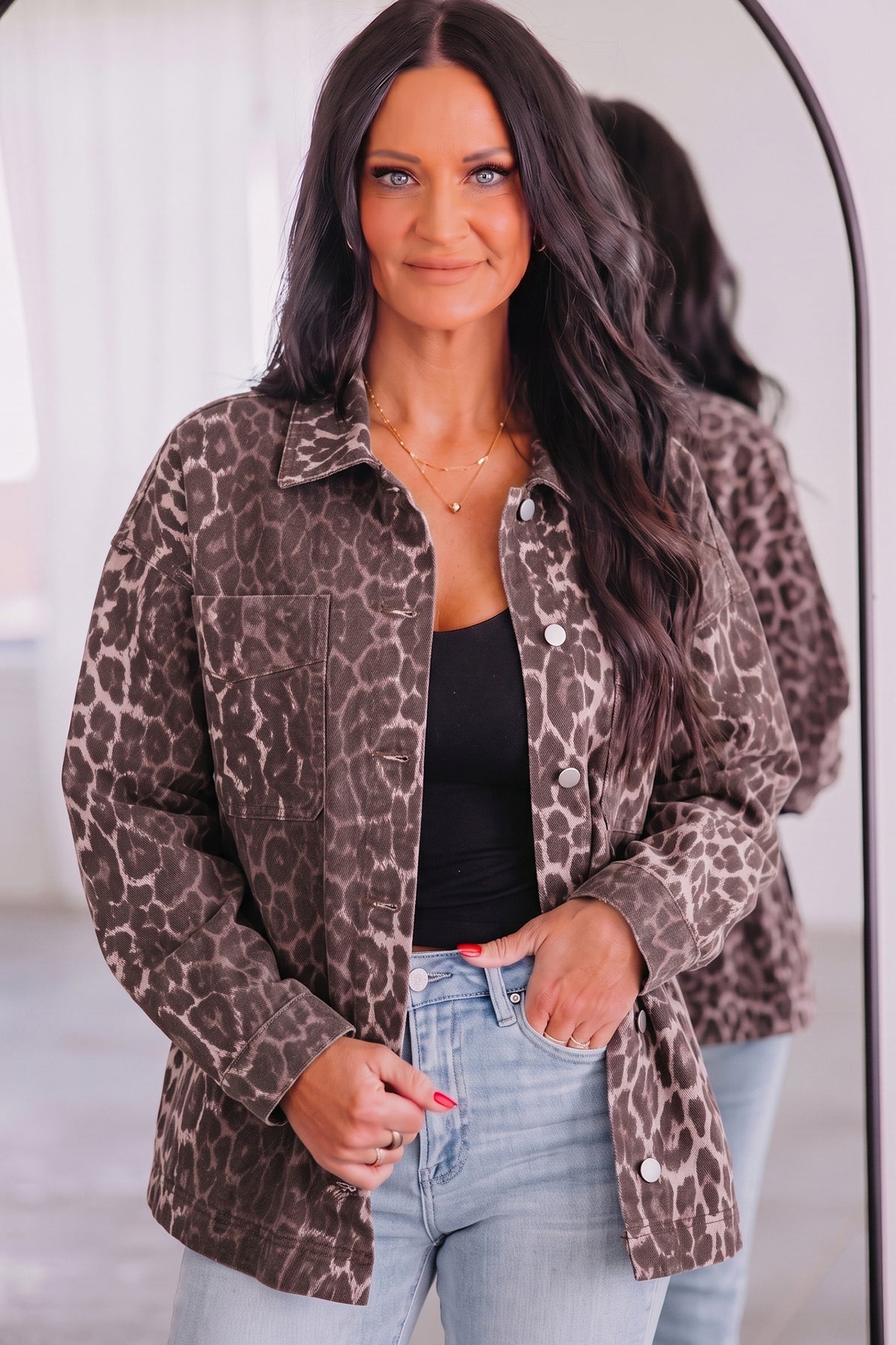 Leopard Denim Pocket Jacket