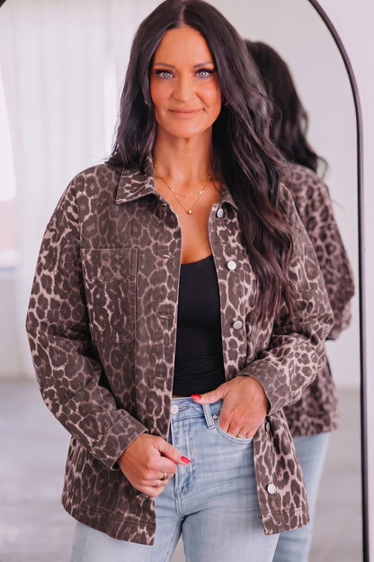 Leopard Denim Pocket Jacket