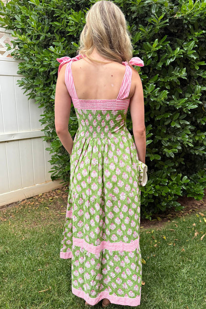 Garden Party Striped Floral Maxi Dress