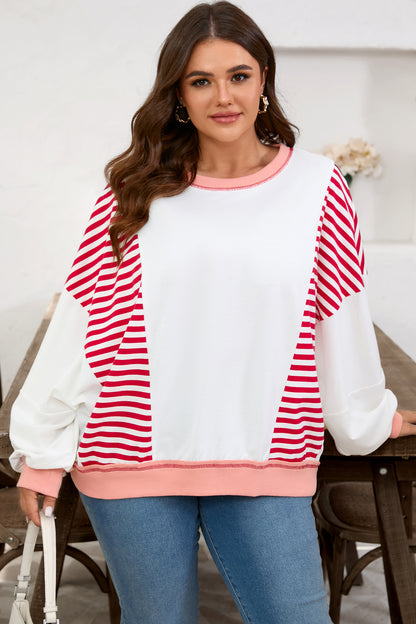Red Stripe Colorblock Sweatshirt
