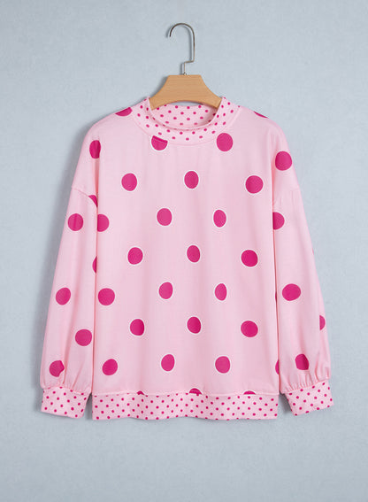 Polka Dot Contrast Tunic Sweatshirt