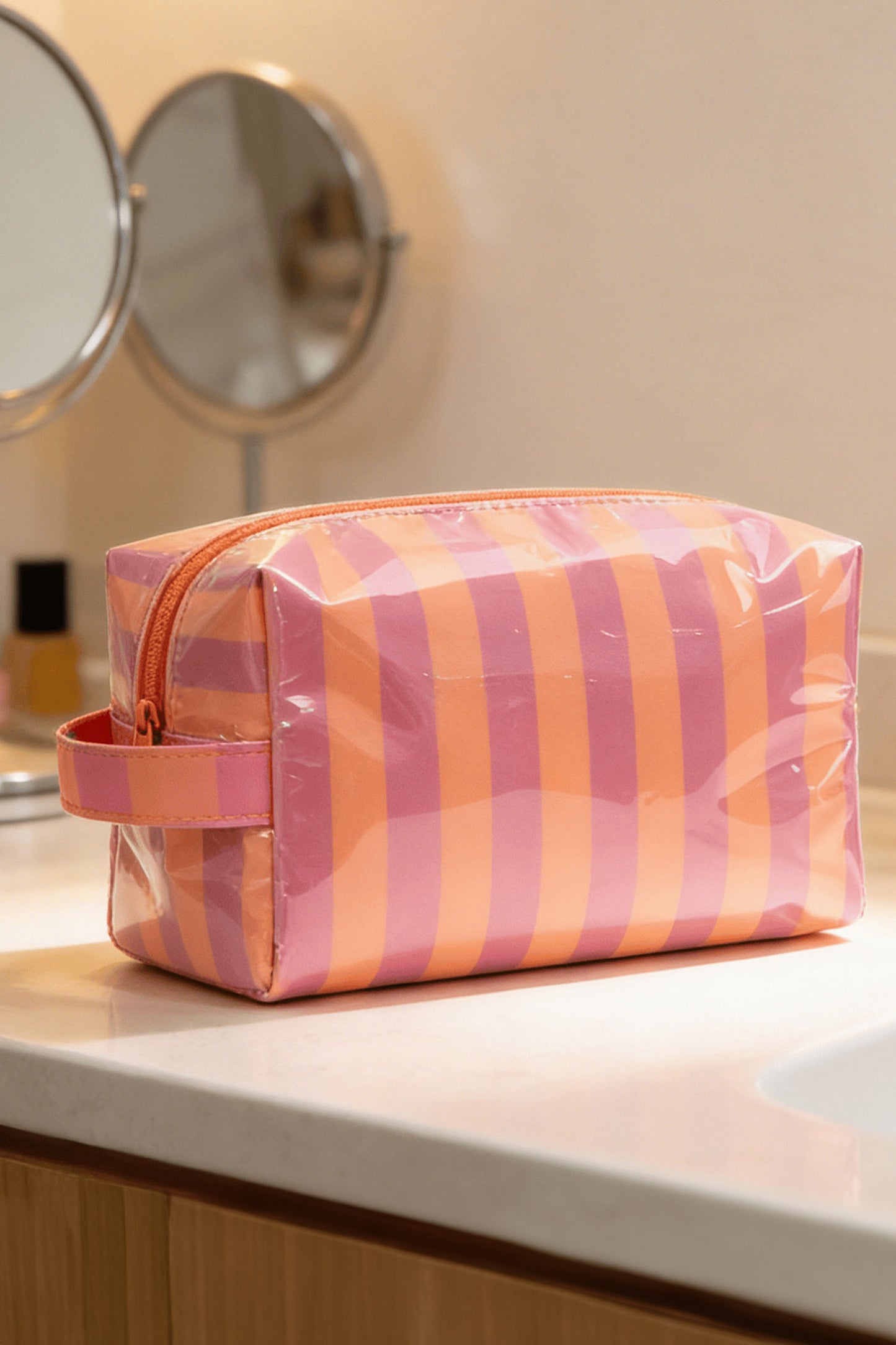 Sunlit Striped PVC Cosmetic Bag