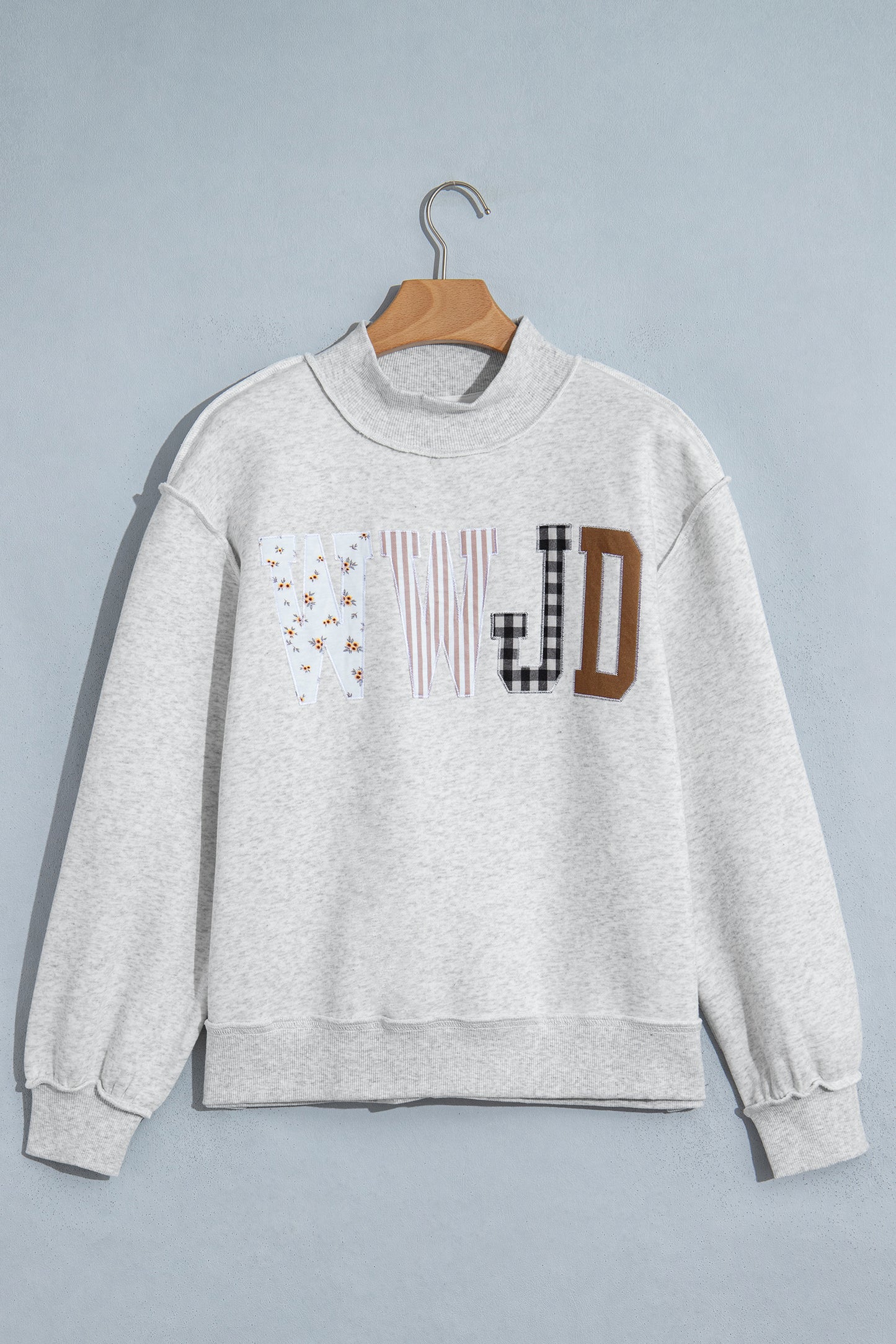 Sunday Grace "WWJD" Mock Neck Sweatshirt