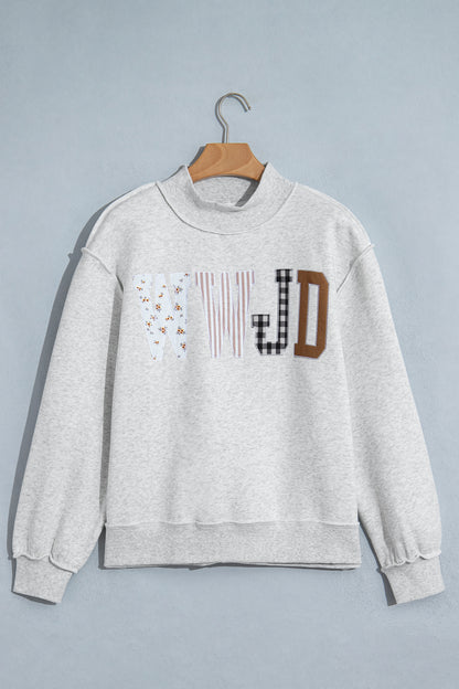 Sunday Grace "WWJD" Mock Neck Sweatshirt