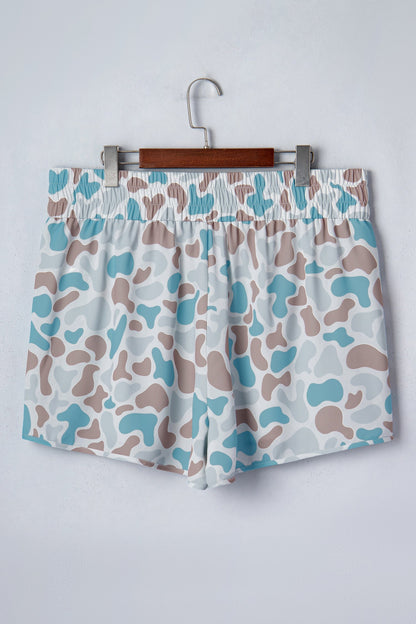 Plus Size Camo Elastic Waist Athleisure Shorts