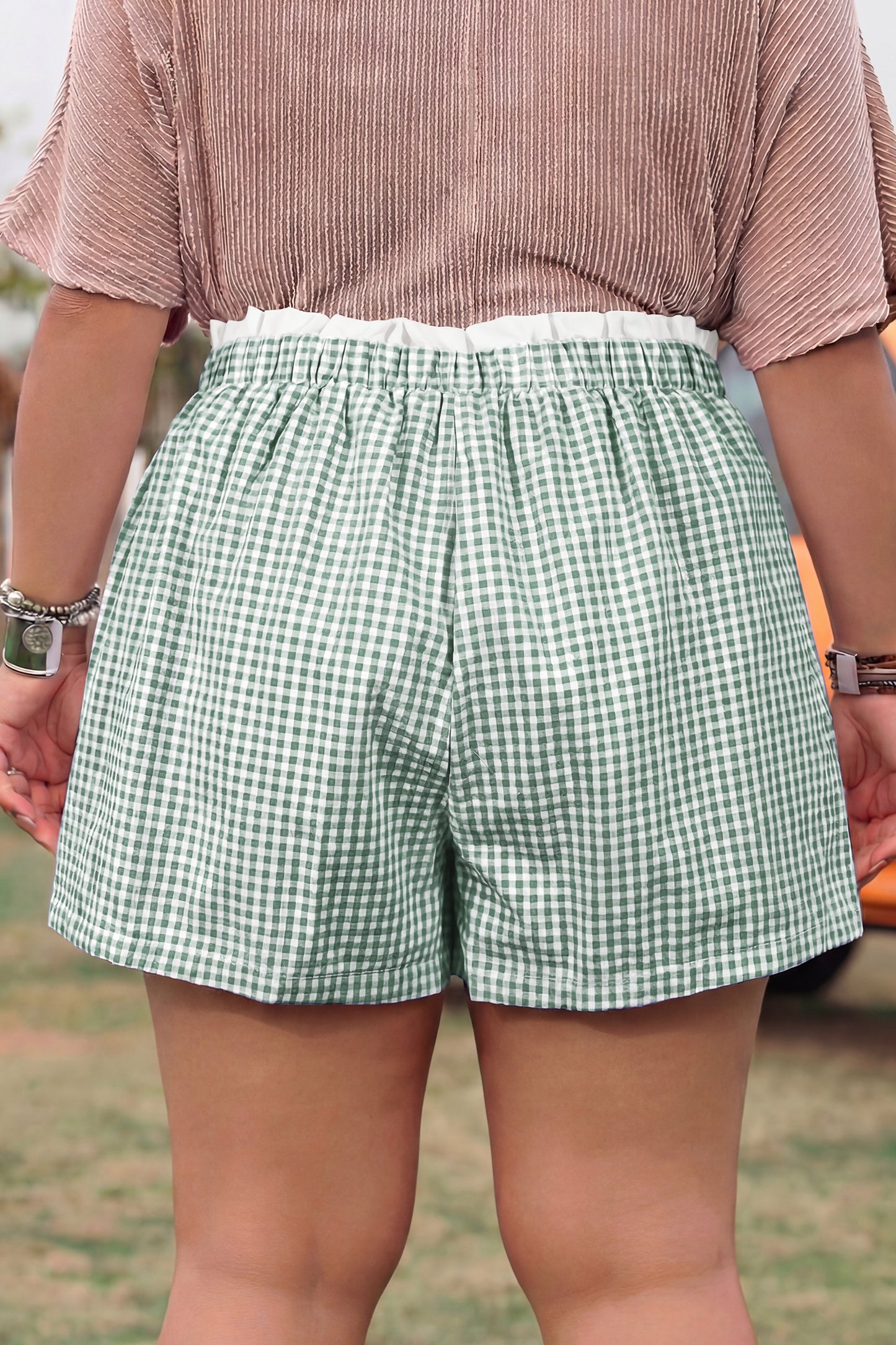 Hay Bale Plaid Plus Size Shorts