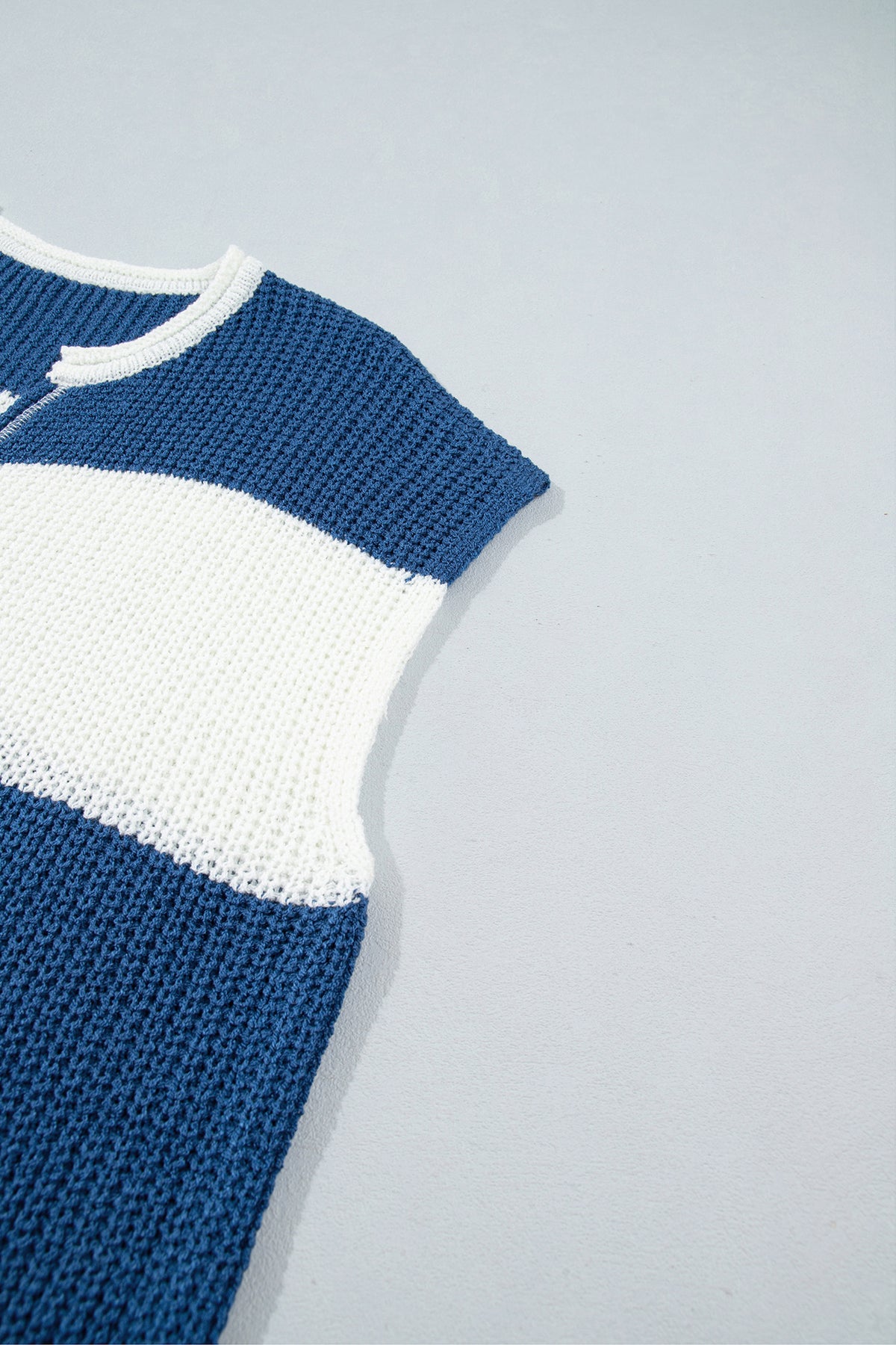 Colorblock Stripe Short Sleeve Sweater