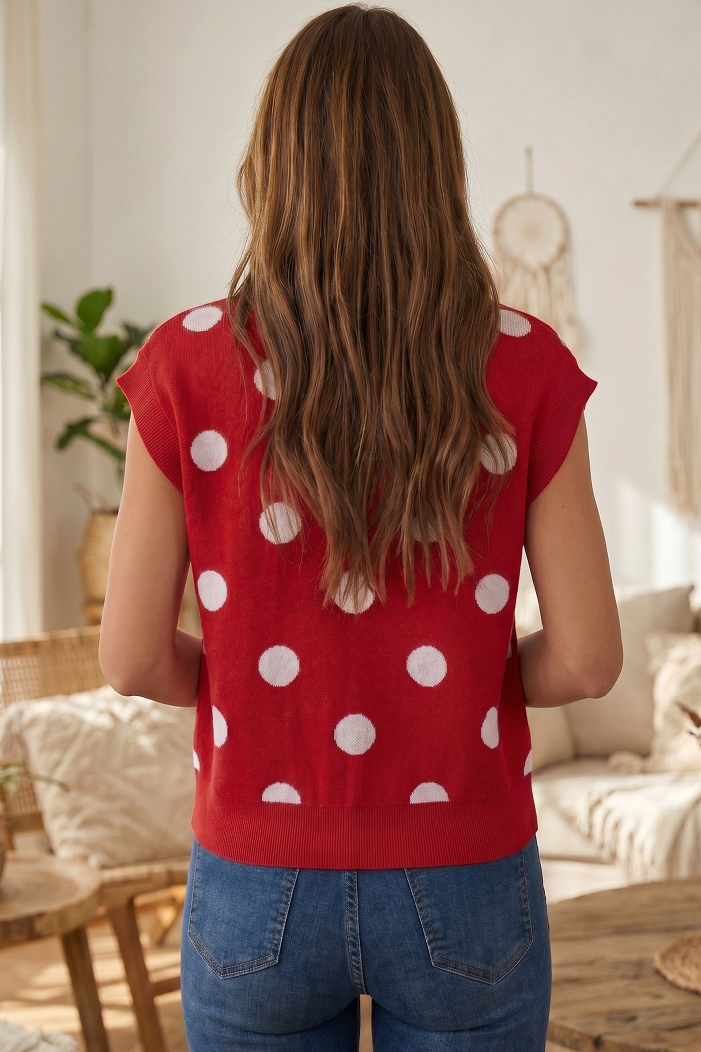 Cherry Dot Button Sweater Vest