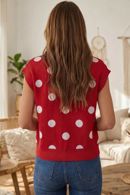 Cherry Dot Button Sweater Vest