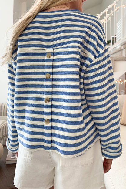 Striped Pocket Notch-Neck Top