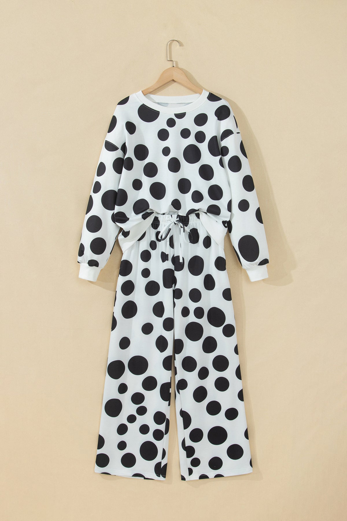 Khaki Polka Dot Relaxed Pant Set